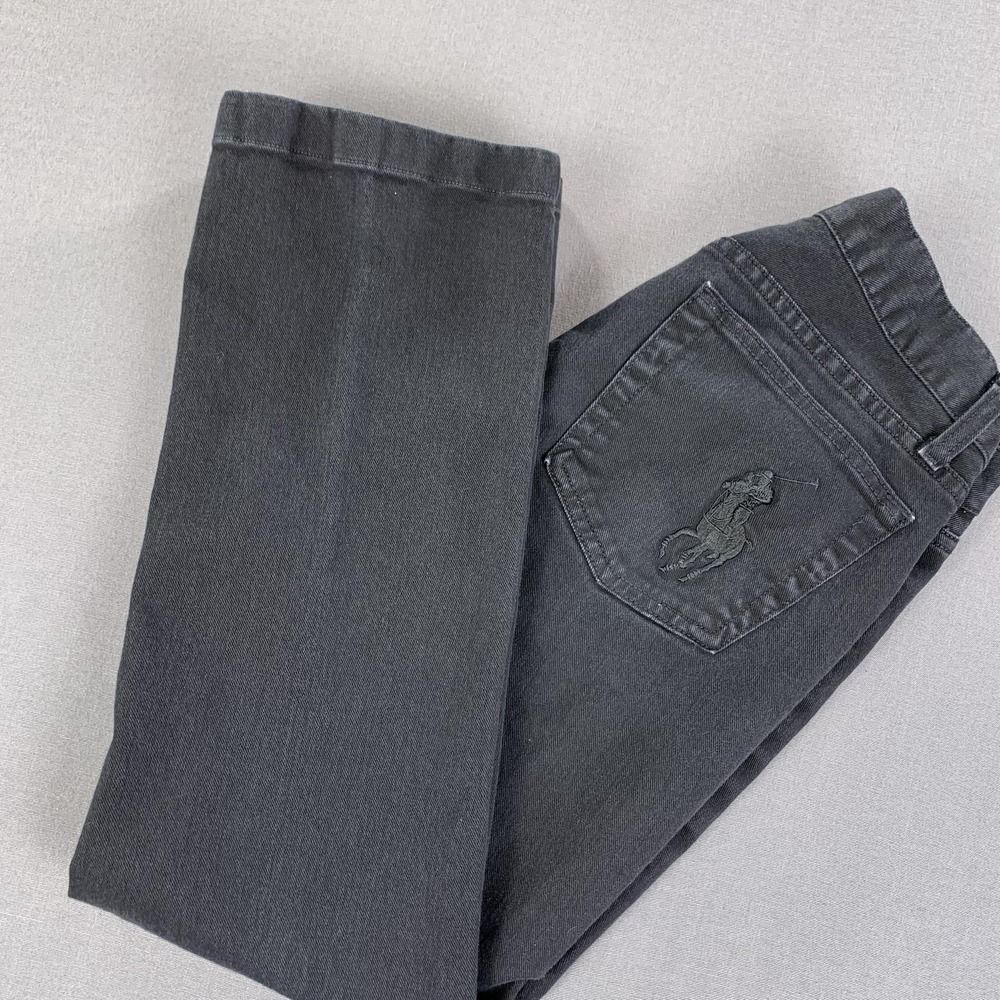 Ralph Lauren Jeans Womens 30x27 Black Straight Stretch Polo Big Pony Logo USA